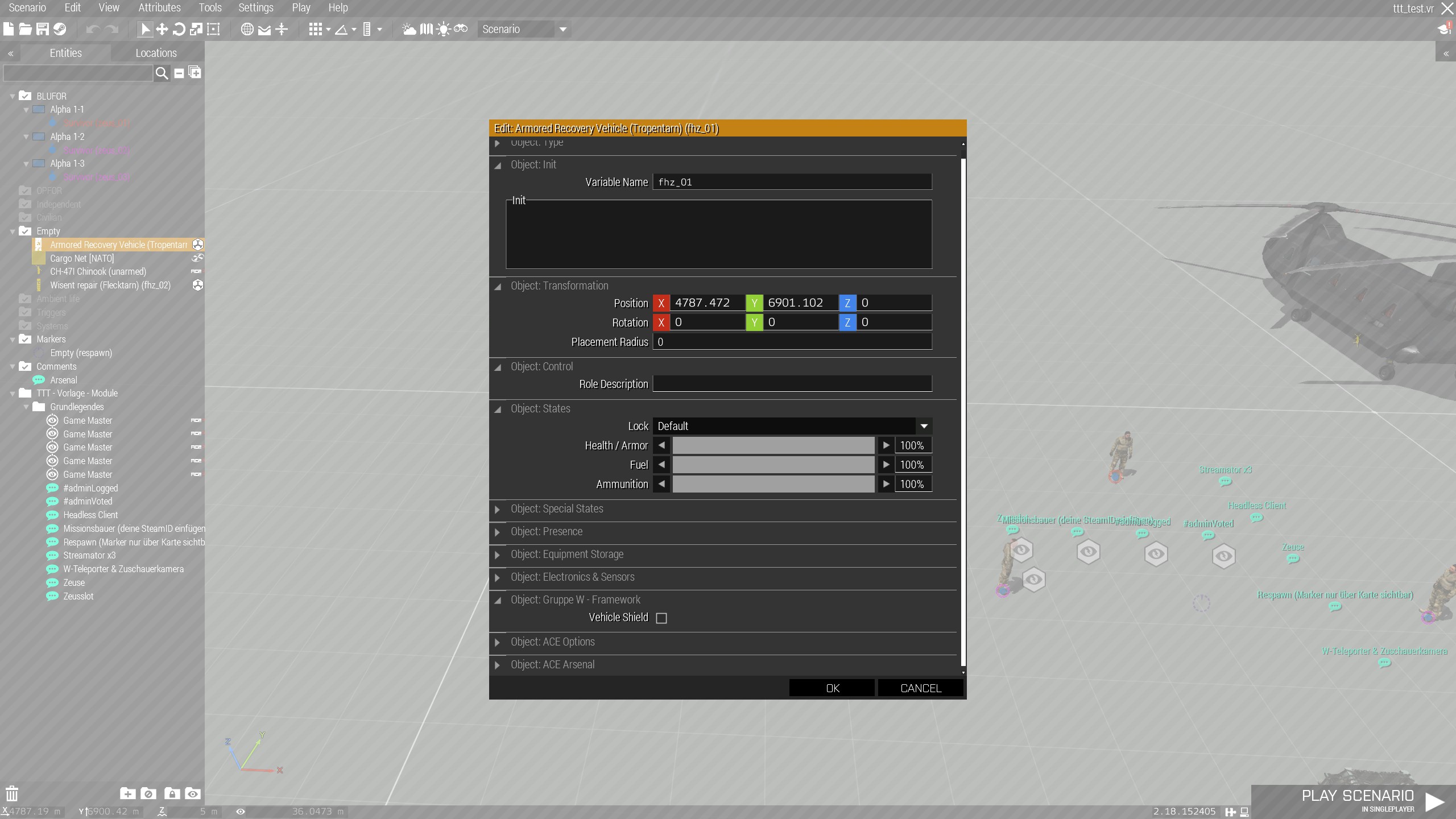 "3DEN-Editor-Attribute mit dem W-Vehicle-Shield"